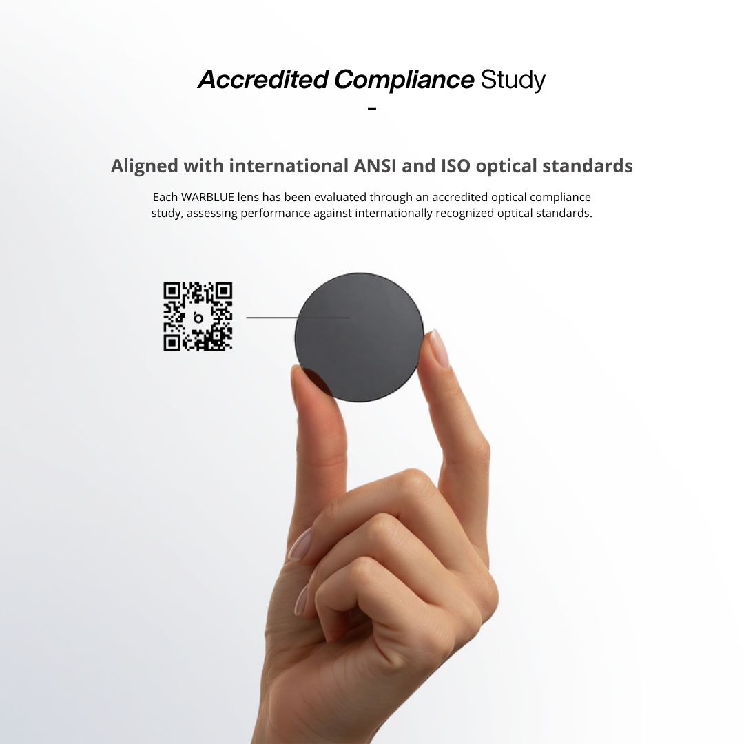 Estudio acreditado de conformidad óptica de WARBLUE – lentes Auguste