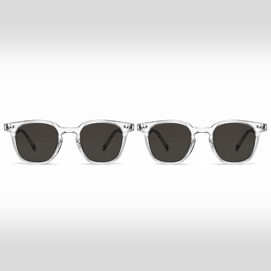Pack Sol Intenso Crystal – dos gafas de sol Auguste con lentes gris oscuro y monturas Crystal transparentes