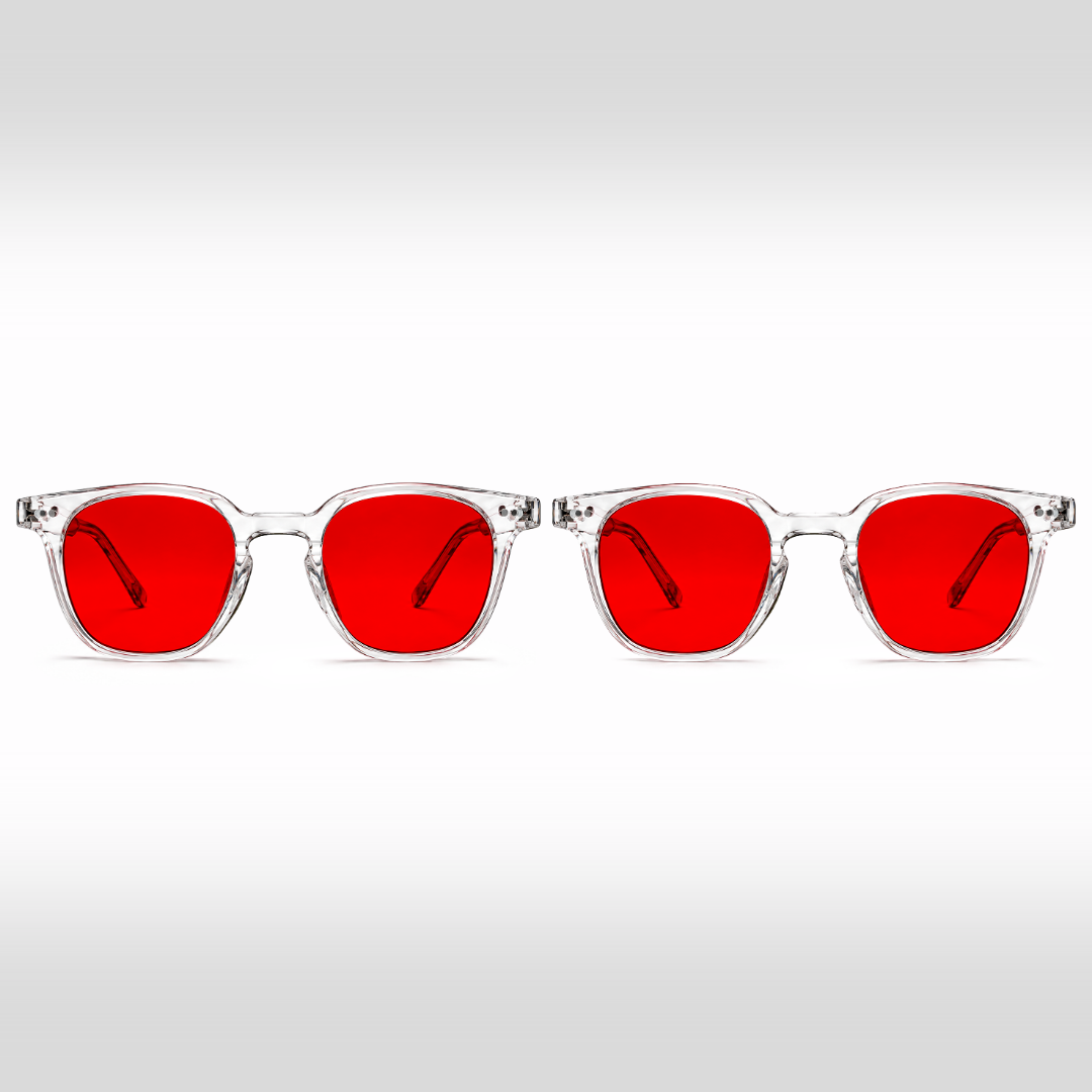 Pack Recuperación Nocturna Crystal – dos gafas Da Vinci con lentes rojas y monturas Crystal transparentes