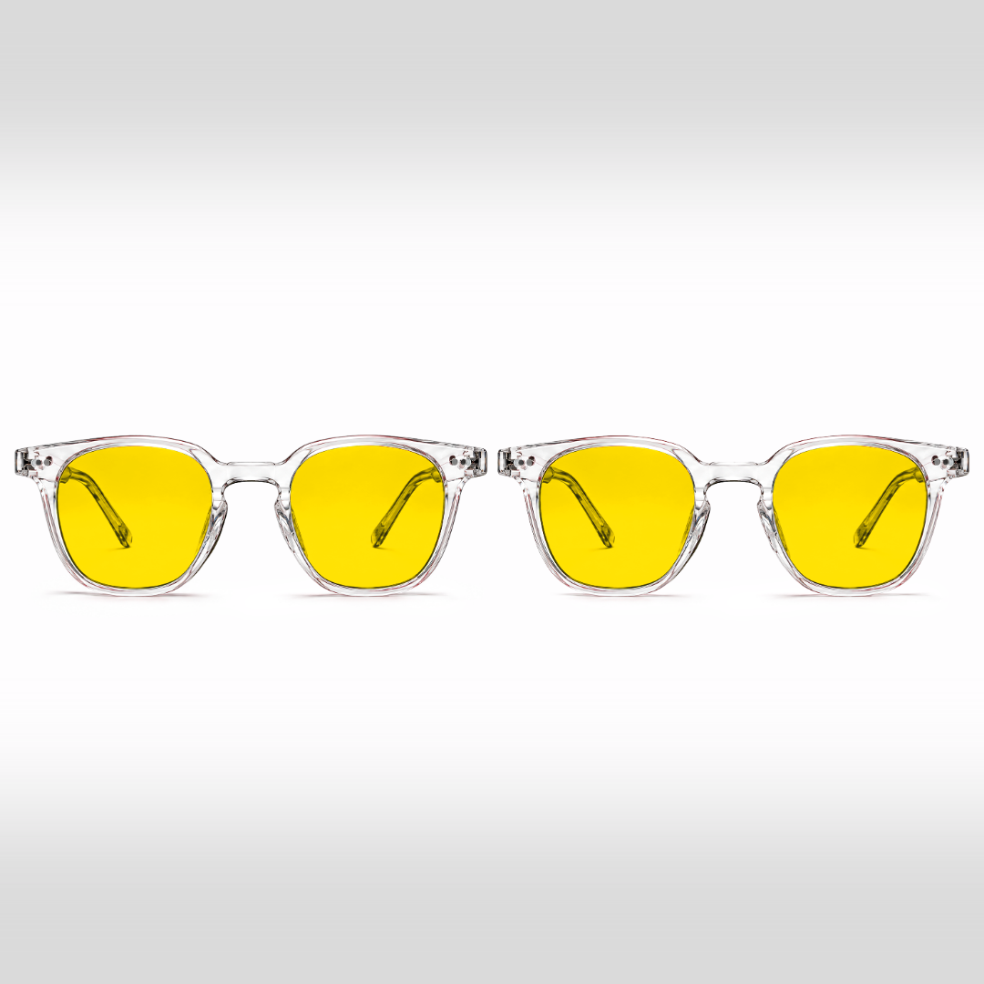 Pack Confort Diario Crystal – dos gafas Galileo con lentes amarillas y monturas Crystal transparentes