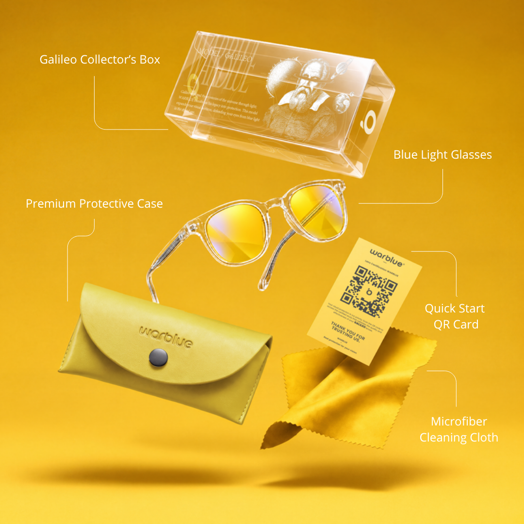 Caja de coleccionista Galileo con estuche protector, tarjeta QR y paño de microfibra