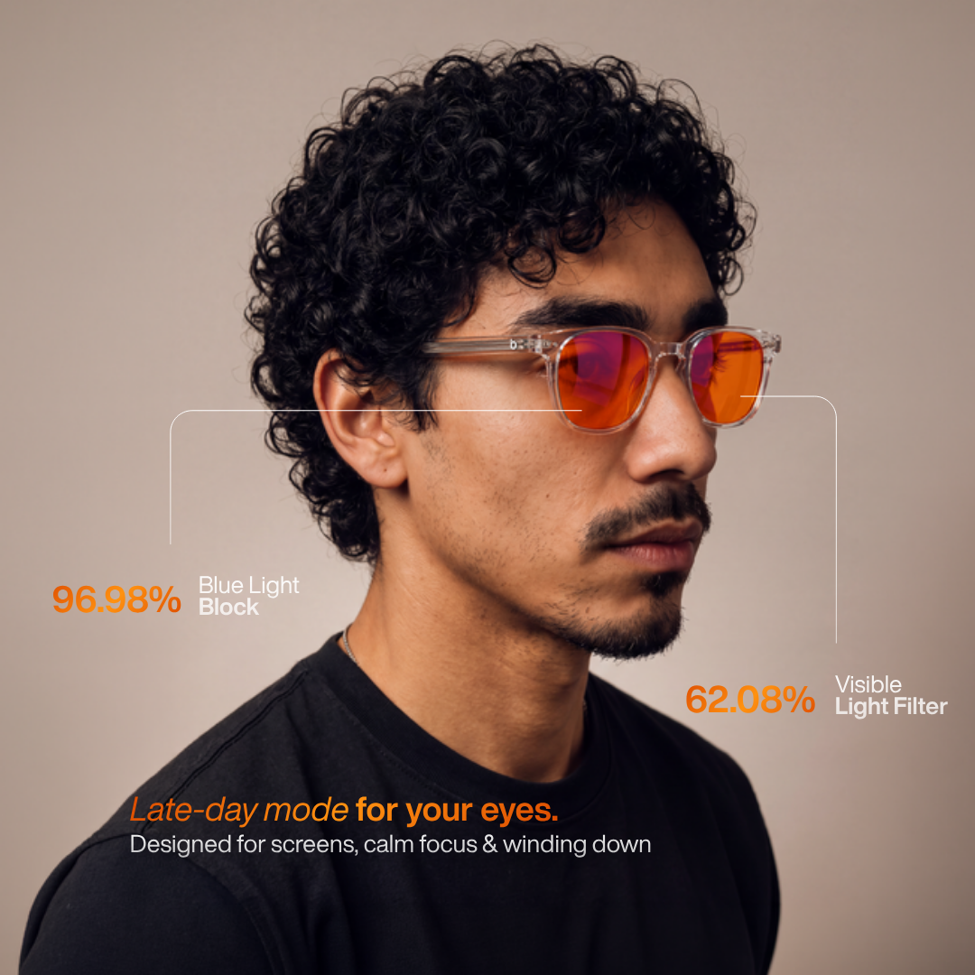 Cifras clave de Newton Crystal: 96,98 % de bloqueo de luz azul y 62,08 % de filtrado de luz visible