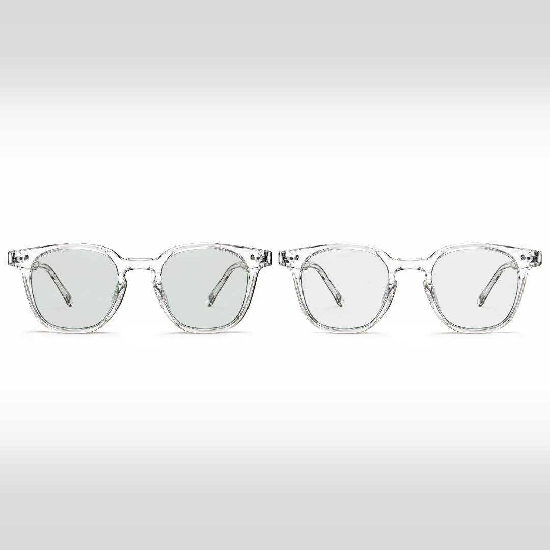 Pack Trabajo y Videojuegos Crystal – dos gafas Edison con lentes transparentes y monturas Crystal transparentes