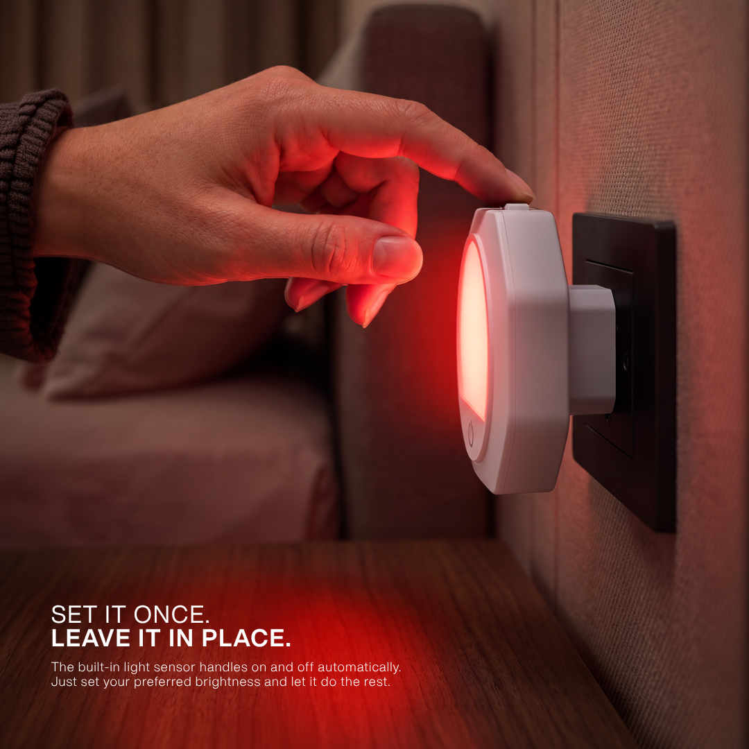 Plug-in Red Night Light – White Frame