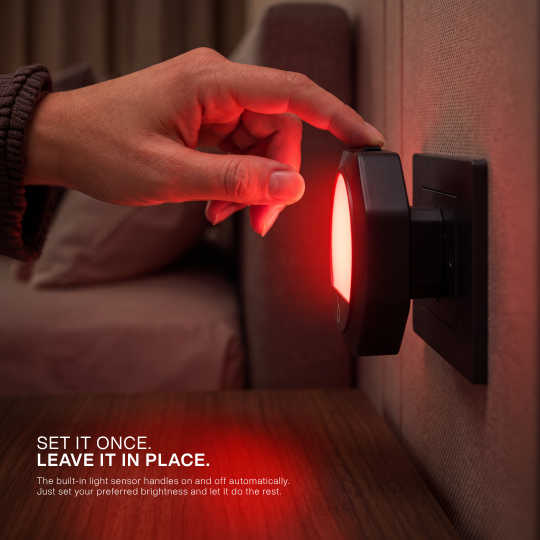 Plug-in Red Night Light – Black Frame