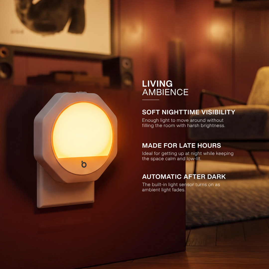 Plug-in Amber Night Light – White Frame